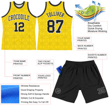 Load image into Gallery viewer, Custom Gold Black-White Geometric Shape Round Neck Sublimation Basketball Suit Jersey