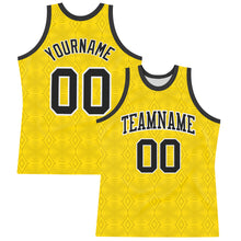 Load image into Gallery viewer, Custom Gold Black-White Geometric Shape Round Neck Sublimation Basketball Suit Jersey