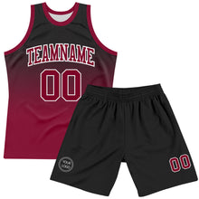 Load image into Gallery viewer, Custom Black Crimson-White Fade Fashion Round Neck Sublimation Basketball Suit Jersey