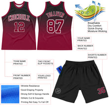 Load image into Gallery viewer, Custom Black Crimson-White Fade Fashion Round Neck Sublimation Basketball Suit Jersey