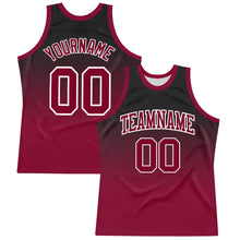 Load image into Gallery viewer, Custom Black Crimson-White Fade Fashion Round Neck Sublimation Basketball Suit Jersey