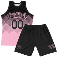 Charger l'image dans la galerie, Custom Black Light Pink Gradient Square Shapes Round Neck Sublimation Basketball Suit Jersey
