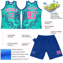 Загрузить изображение в средство просмотра галереи, Custom Teal Pink Royal-White Splash Round Neck Sublimation Basketball Suit Jersey