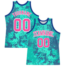 Загрузить изображение в средство просмотра галереи, Custom Teal Pink Royal-White Splash Round Neck Sublimation Basketball Suit Jersey