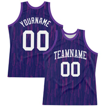Загрузить изображение в средство просмотра галереи, Custom Purple White-Pink Line Round Neck Sublimation Basketball Suit Jersey