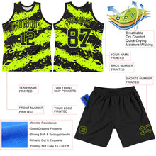 Charger l'image dans la galerie, Custom Black Neon Green Splash Round Neck Sublimation Basketball Suit Jersey