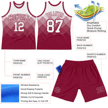 Load image into Gallery viewer, Custom White Maroon Gradient Square Shapes Round Neck Sublimation Basketball Suit Jersey