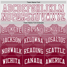 Load image into Gallery viewer, Custom White Maroon Gradient Square Shapes Round Neck Sublimation Basketball Suit Jersey