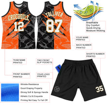 Загрузить изображение в средство просмотра галереи, Custom Graffiti Pattern White Black Orange-Old Gold Scratch Round Neck Sublimation Basketball Suit Jersey
