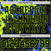 Charger l'image dans la galerie, Custom Black Neon Green-Royal Splash Round Neck Sublimation Basketball Suit Jersey