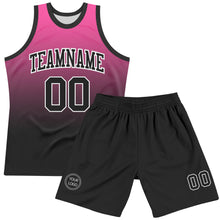 Load image into Gallery viewer, Custom Pink Black-White Fade Fashion Round Neck Sublimation Basketball Suit Jersey