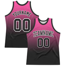 Load image into Gallery viewer, Custom Pink Black-White Fade Fashion Round Neck Sublimation Basketball Suit Jersey