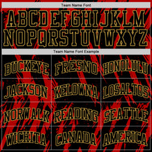 Load image into Gallery viewer, Custom Black Red-Old Gold Splash Round Neck Sublimation Basketball Suit Jersey