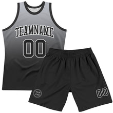 Загрузить изображение в средство просмотра галереи, Custom Gray Black-White Fade Fashion Round Neck Sublimation Basketball Suit Jersey