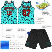 Charger l'image dans la galerie, Custom Aqua Red-Black Abstract Network Round Neck Sublimation Basketball Suit Jersey