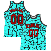 Charger l'image dans la galerie, Custom Aqua Red-Black Abstract Network Round Neck Sublimation Basketball Suit Jersey