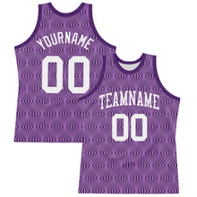 Загрузить изображение в средство просмотра галереи, Custom Purple White Geometric Shape Round Neck Sublimation Basketball Suit Jersey