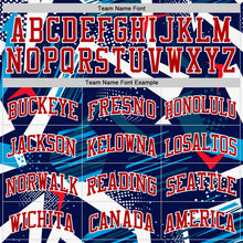 Charger l'image dans la galerie, Custom Navy Red-White Geometric Shape Round Neck Sublimation Basketball Suit Jersey