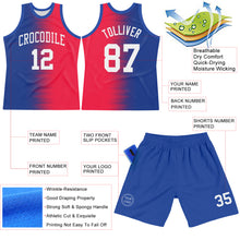Загрузить изображение в средство просмотра галереи, Custom Red White-Royal Gradient Line Round Neck Sublimation Basketball Suit Jersey