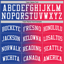 Загрузить изображение в средство просмотра галереи, Custom Red White-Royal Gradient Line Round Neck Sublimation Basketball Suit Jersey