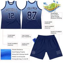 Load image into Gallery viewer, Custom Light Blue Navy-White Fade Fashion Round Neck Sublimation Basketball Suit Jersey