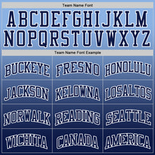 Load image into Gallery viewer, Custom Light Blue Navy-White Fade Fashion Round Neck Sublimation Basketball Suit Jersey