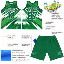 Laden Sie das Bild in den Galerie-Viewer, Custom Kelly Green White Line Round Neck Sublimation Basketball Suit Jersey