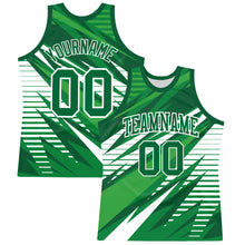 Laden Sie das Bild in den Galerie-Viewer, Custom Kelly Green White Line Round Neck Sublimation Basketball Suit Jersey