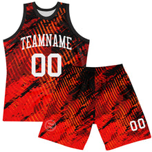 Load image into Gallery viewer, Custom Red White-Black Splash Round Neck Sublimation Basketball Suit Jersey