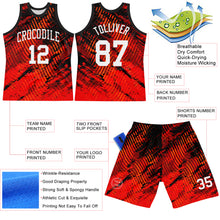 Load image into Gallery viewer, Custom Red White-Black Splash Round Neck Sublimation Basketball Suit Jersey