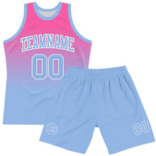 Load image into Gallery viewer, Custom Pink Light Blue-White Fade Fashion Round Neck Sublimation Basketball Suit Jersey