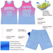 Load image into Gallery viewer, Custom Pink Light Blue-White Fade Fashion Round Neck Sublimation Basketball Suit Jersey