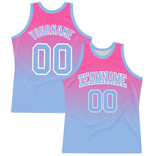 Load image into Gallery viewer, Custom Pink Light Blue-White Fade Fashion Round Neck Sublimation Basketball Suit Jersey