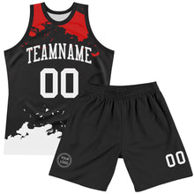 Charger l'image dans la galerie, Custom Black White-Red Fragment Art Round Neck Sublimation Basketball Suit Jersey