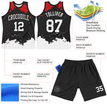 Charger l'image dans la galerie, Custom Black White-Red Fragment Art Round Neck Sublimation Basketball Suit Jersey