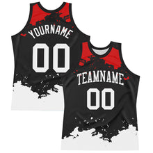 Charger l'image dans la galerie, Custom Black White-Red Fragment Art Round Neck Sublimation Basketball Suit Jersey