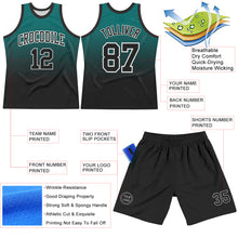 Load image into Gallery viewer, Custom Teal Black-White Fade Fashion Round Neck Sublimation Basketball Suit Jersey