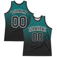 Load image into Gallery viewer, Custom Teal Black-White Fade Fashion Round Neck Sublimation Basketball Suit Jersey