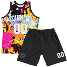 Charger l'image dans la galerie, Custom Graffiti Pattern White-Light Blue Splash Round Neck Sublimation Basketball Suit Jersey