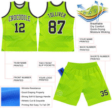 Load image into Gallery viewer, Custom Neon Green Black-White Line Round Neck Sublimation Basketball Suit Jersey