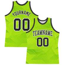 Load image into Gallery viewer, Custom Neon Green Black-White Line Round Neck Sublimation Basketball Suit Jersey
