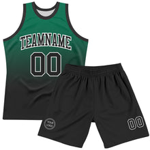 Load image into Gallery viewer, Custom Kelly Green Black-White Fade Fashion Round Neck Sublimation Basketball Suit Jersey