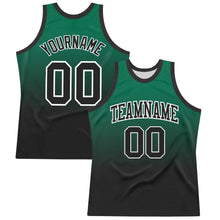 Load image into Gallery viewer, Custom Kelly Green Black-White Fade Fashion Round Neck Sublimation Basketball Suit Jersey