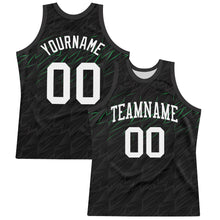 Charger l'image dans la galerie, Custom Black White-Neon Green Line Round Neck Sublimation Basketball Suit Jersey