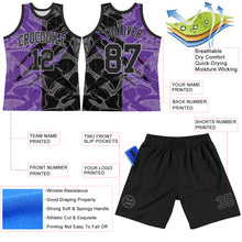 Charger l'image dans la galerie, Custom Graffiti Pattern Black Purple-Gray Scratch Round Neck Sublimation Basketball Suit Jersey
