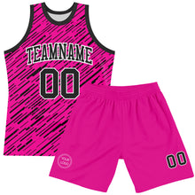 Load image into Gallery viewer, Custom Pink Black-White Line Round Neck Sublimation Basketball Suit Jersey