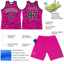 Load image into Gallery viewer, Custom Pink Black-White Line Round Neck Sublimation Basketball Suit Jersey