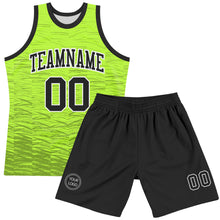 Load image into Gallery viewer, Custom Neon Green Black-White Line Round Neck Sublimation Basketball Suit Jersey