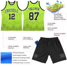Load image into Gallery viewer, Custom Neon Green Black-White Line Round Neck Sublimation Basketball Suit Jersey