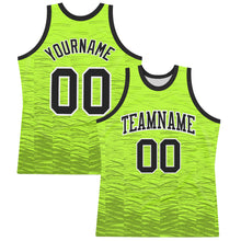 Load image into Gallery viewer, Custom Neon Green Black-White Line Round Neck Sublimation Basketball Suit Jersey
